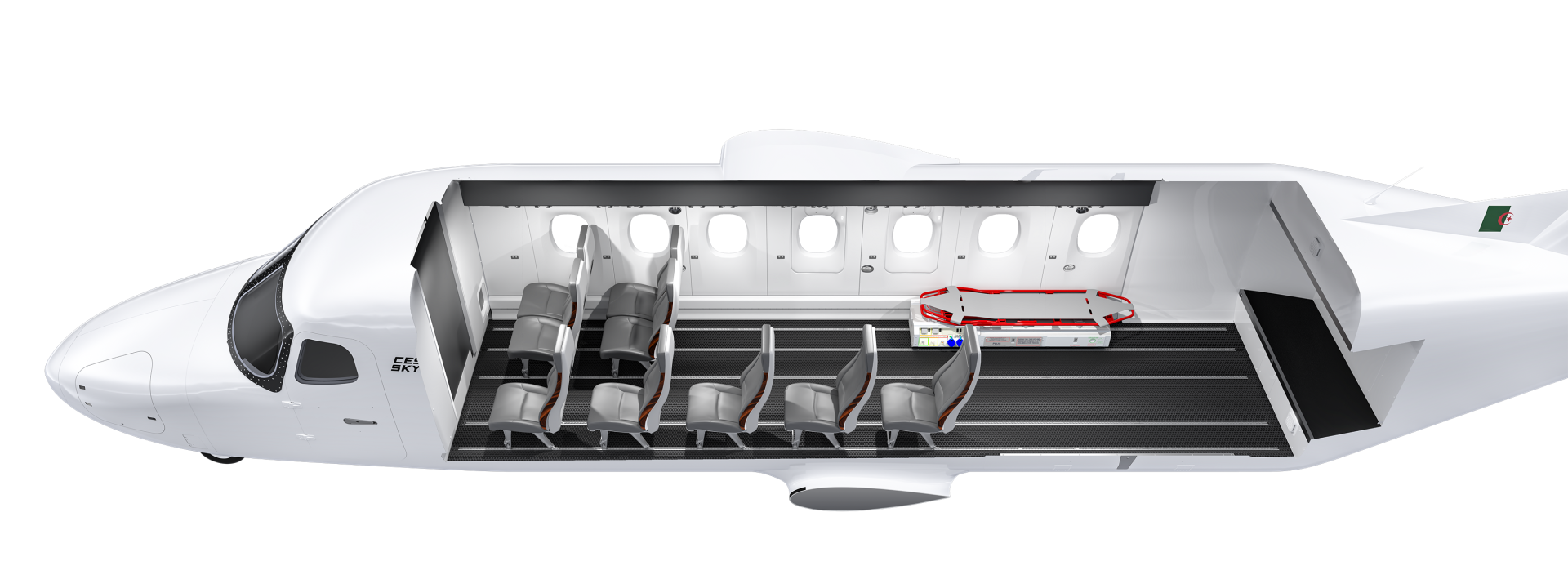Cessna SkyCourier in combination passenger and medevac configuration