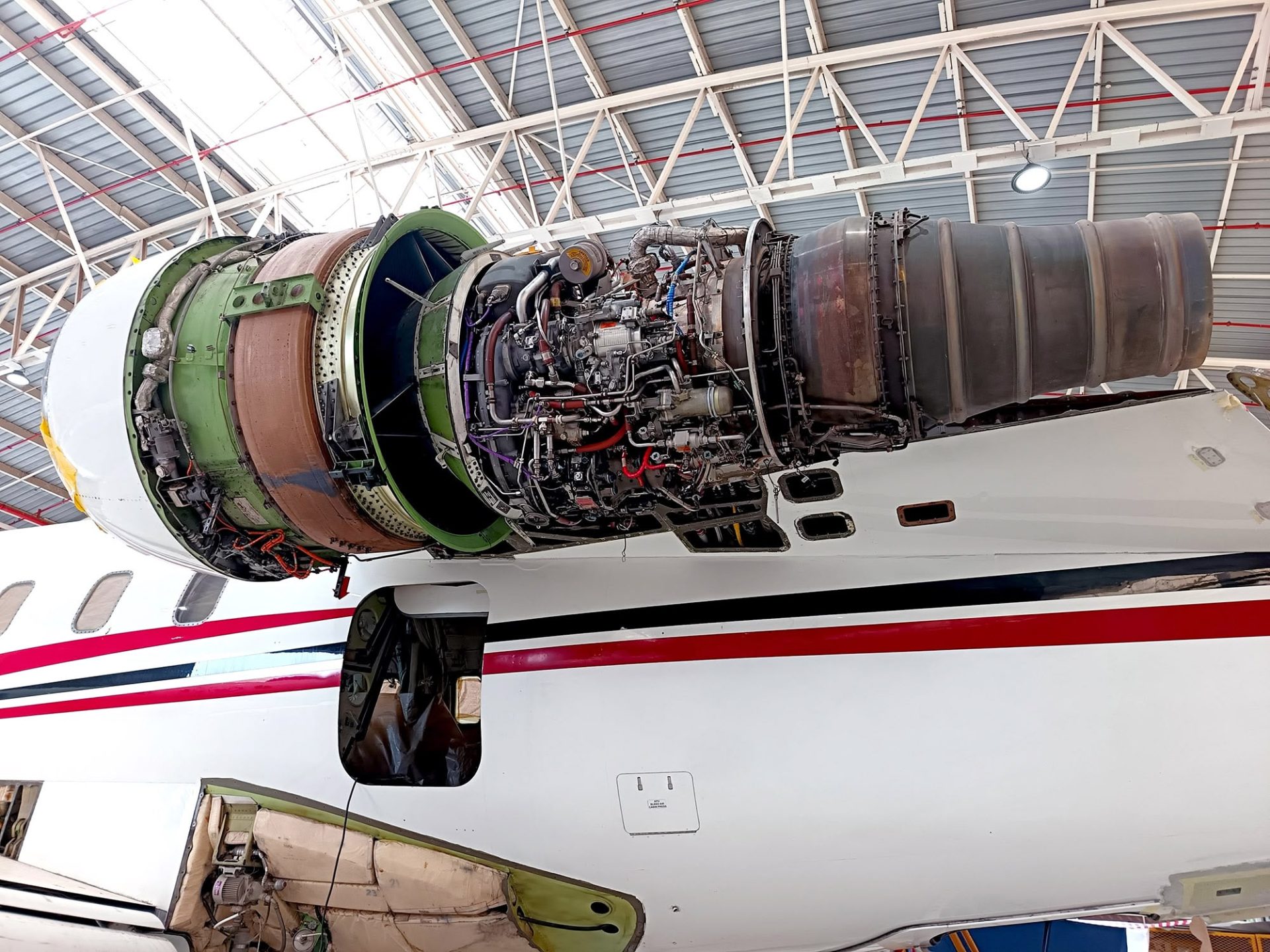 Bombardier Challenger 604 undergoing engine accessory gearbox (AGB) at ExecuJet MRO Services South Africa