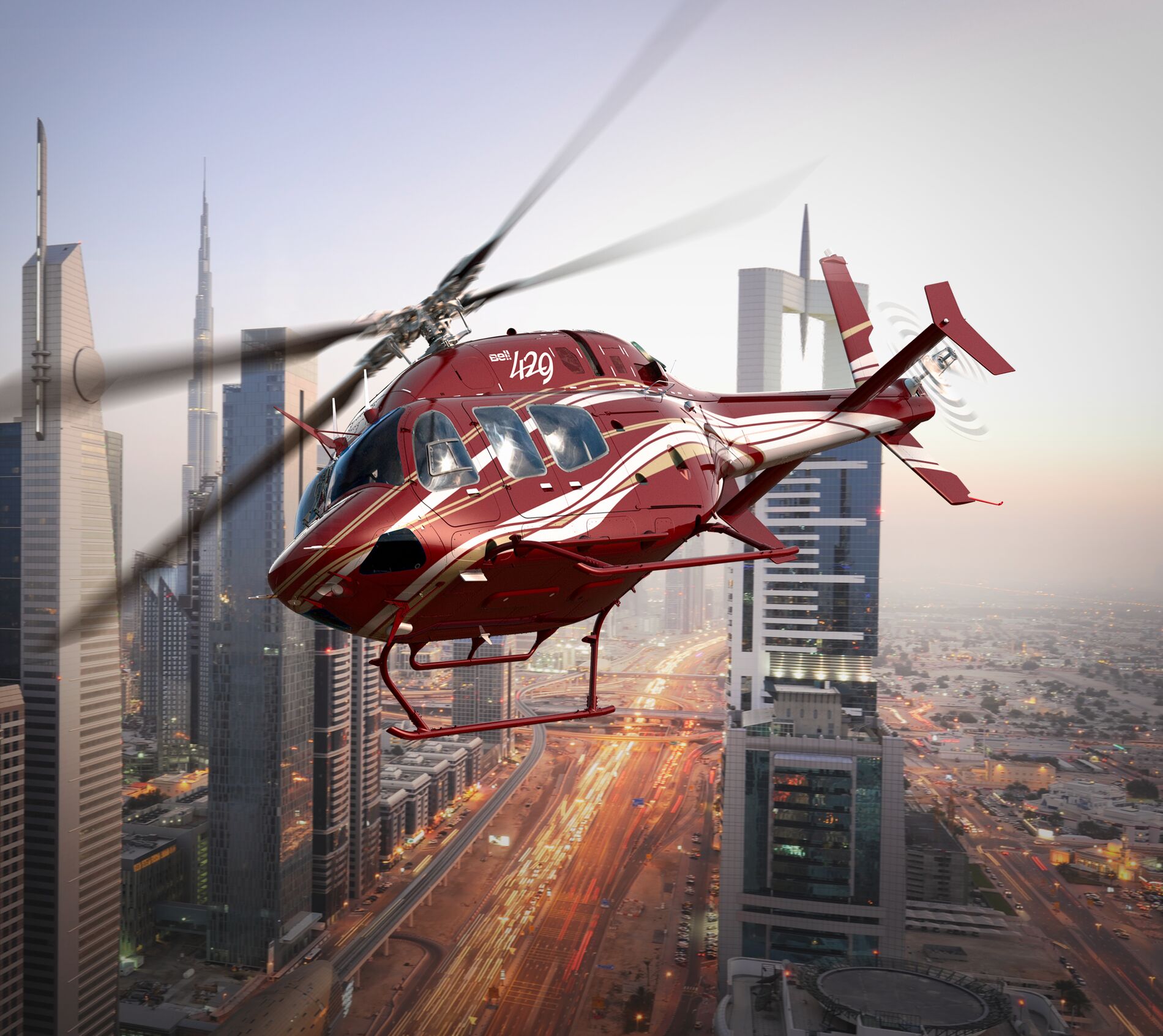 Bell 429 in corporate configuration, Dubai, UAE.