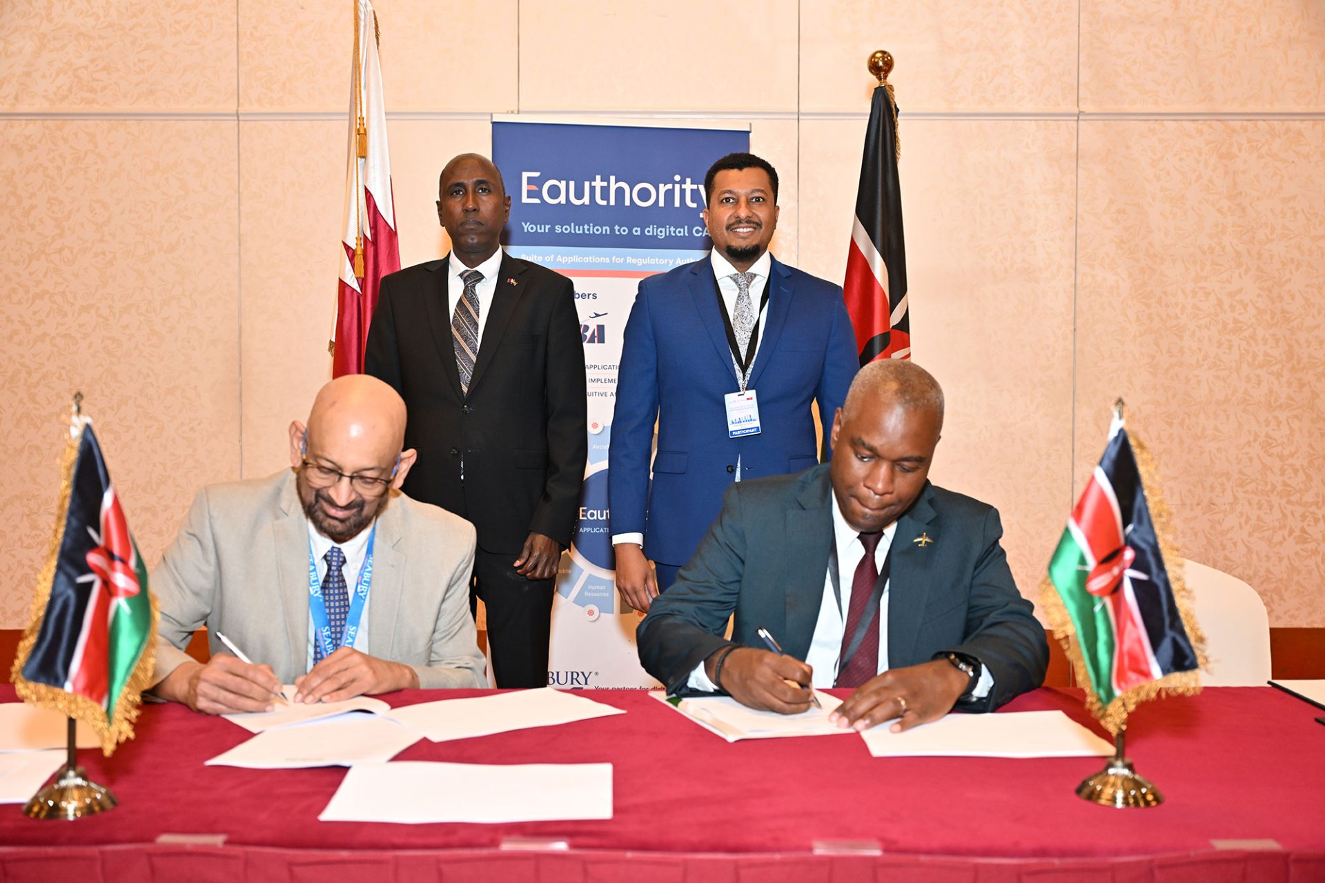The agreement was signed by DG Emile N. Arao (R) and Bijoy Mechery, President and CEO Seabury Solution (L) during the ICAO Facilitation Conference in Doha, and witnessed by PS Mohamed Daghar.