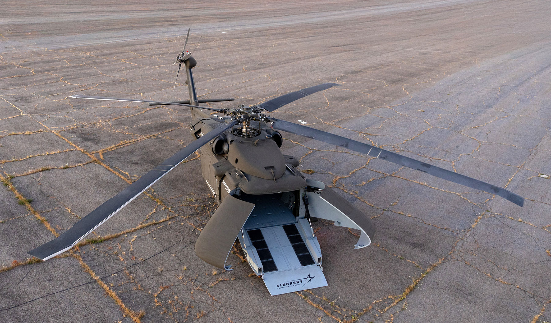 By removing the cockpit, seats and crew stations, the Sikorsky S-70UAS™ U-Hawk™ helicopter becomes the first fully autonomous Black Hawk helicopter. Photo courtesy, Sikorsky, a Lockheed Martin company.