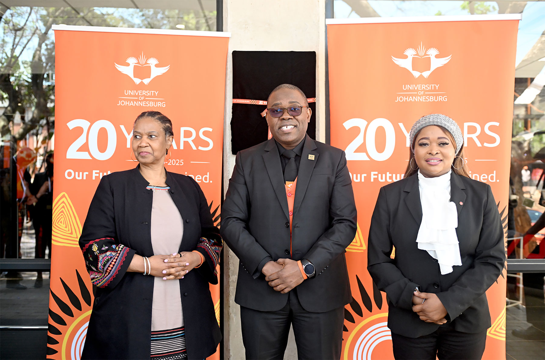 UJ Chancellor Dr Phumzile Mlambo-Ngcuka, Vice-Chancellor and Principal Prof Letlhokwa Mpedi and Deputy Minister of Employment and Labour Judith Nemadzinga-Tshabalala minutes before officially opening the centre. Photo: University of Johannesburg