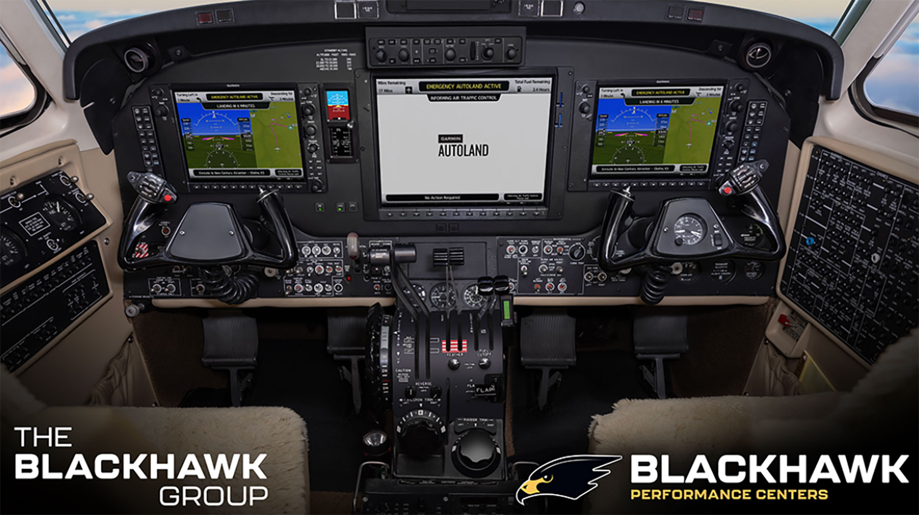 Garmin G1000 NXi Flight Deck Installed with Garmin Autothrottle & Autoland in a King Air 350 at the Blackhawk Performance Center Facility in Columbia, MO.